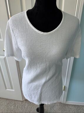Classic White Short-Sleeve Waffle Knit Tee